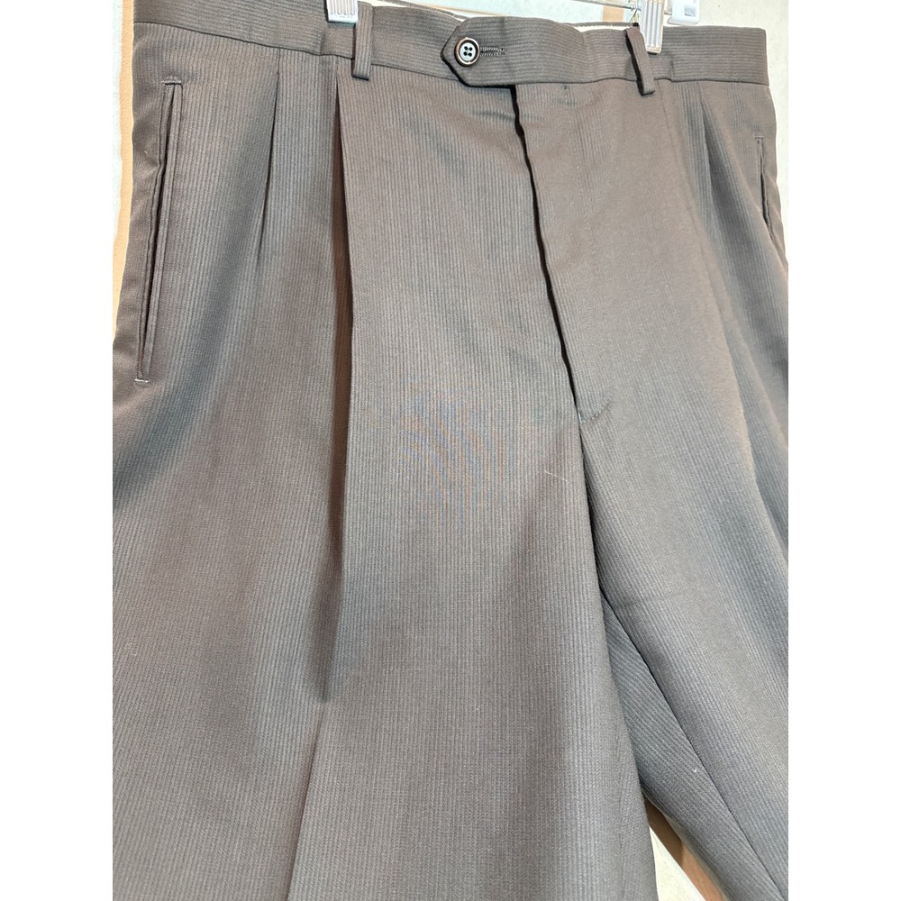 Chiavari Made in Italy Mens Pleated Dress Pants Charcoal Brown Cuffed 36x30